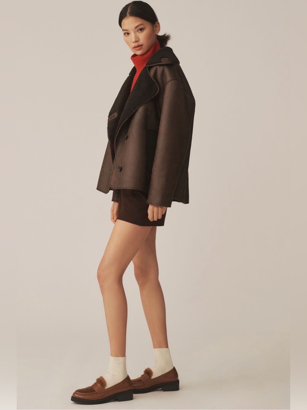Pilcro Faux Shearling Cocoon Coat - Picture 4 of 13